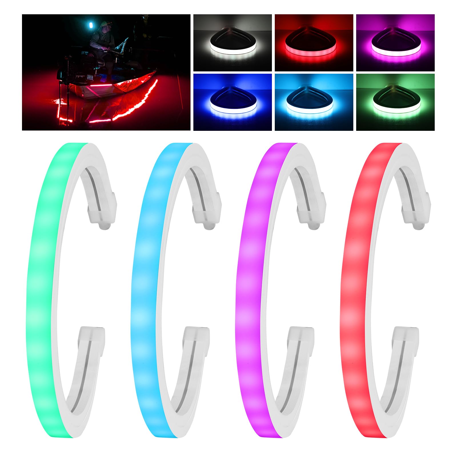 RVZONE 20" 12V RGBW LED Boat Strip Lights 4Pcs Waterproof Marine Lights