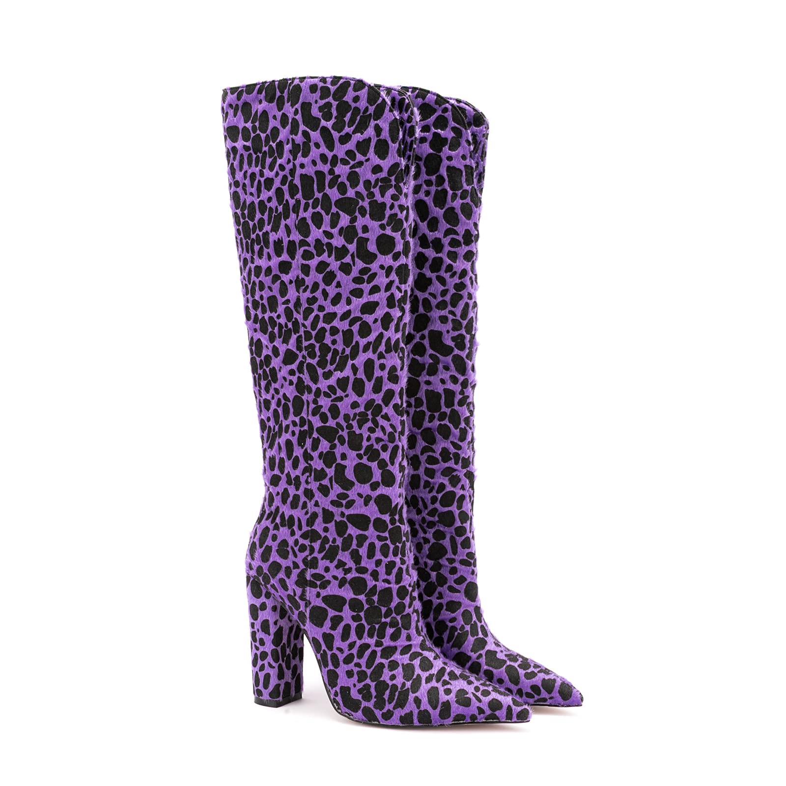 Women's Knee Boots, Sexy Purple Leopard 