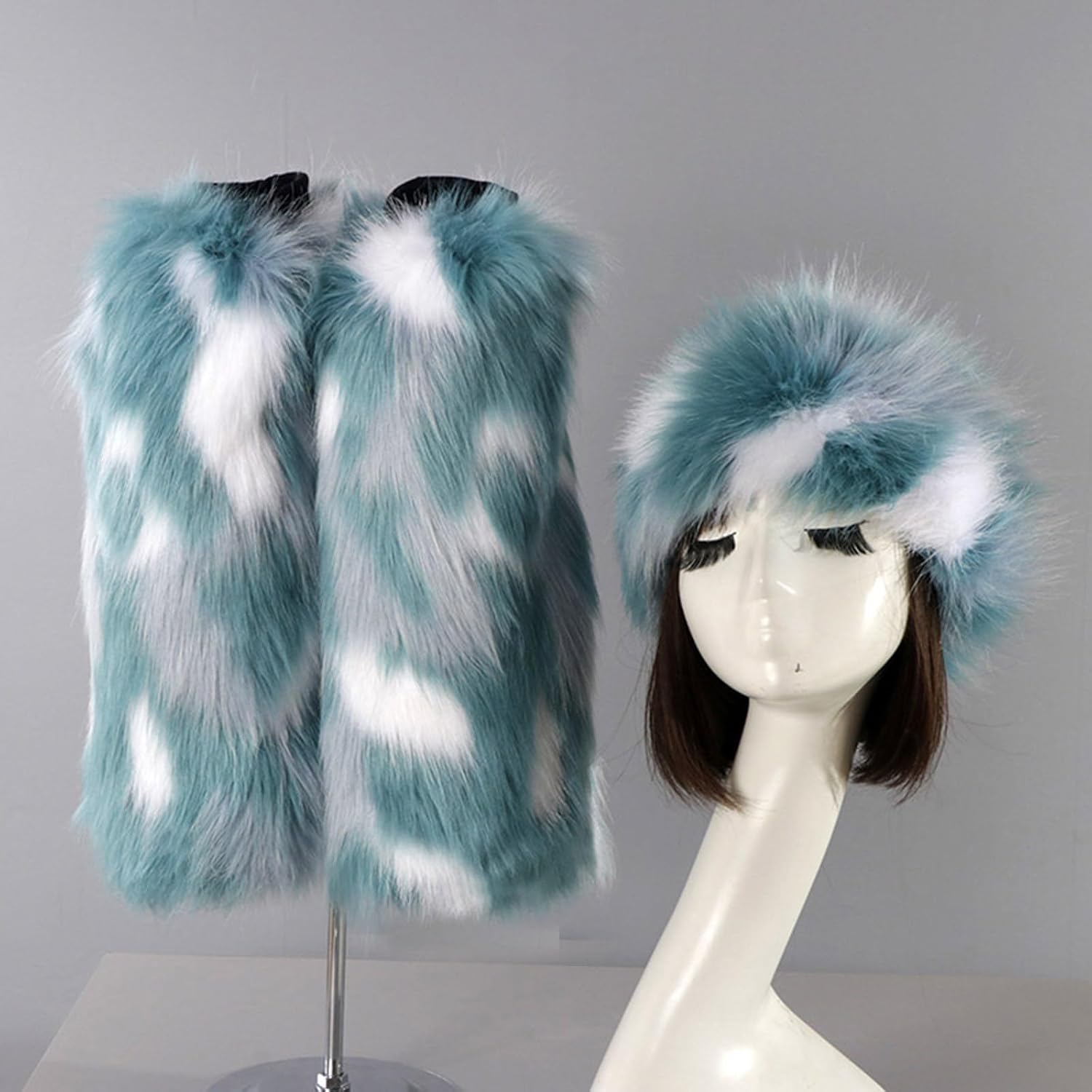 Winter Hat Leg Warmers for Women Soft Plush Multiple Color 2000s Cosplay for Women Warm Winter Accessory Plush Boot Covers