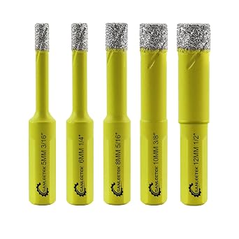 Dry Diamond Drill Bits Set - 5pcs 3/16"5mm, 1/4"6mm, 5/16"8mm, 3/8"10mm, 1/2"12mm SANLEETEK Hole Saw Kit with Triangle Shank for Ceramic Porcelain Tile Granite Marble Quartz Stoneware