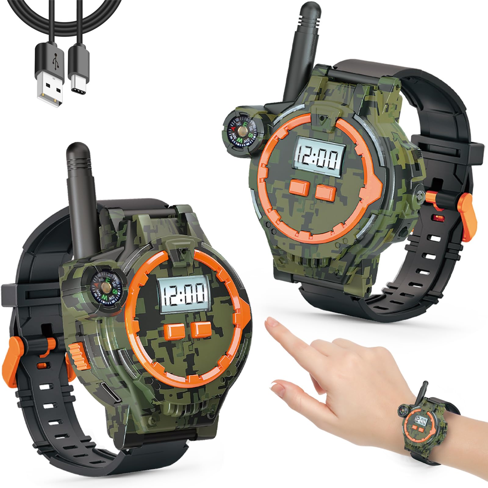 Walkie Talkies recargables para niños, radio Walky Talky con linterna para niños, juego al aire libre, interfono, regalos para niños y niñas (2 piezas)