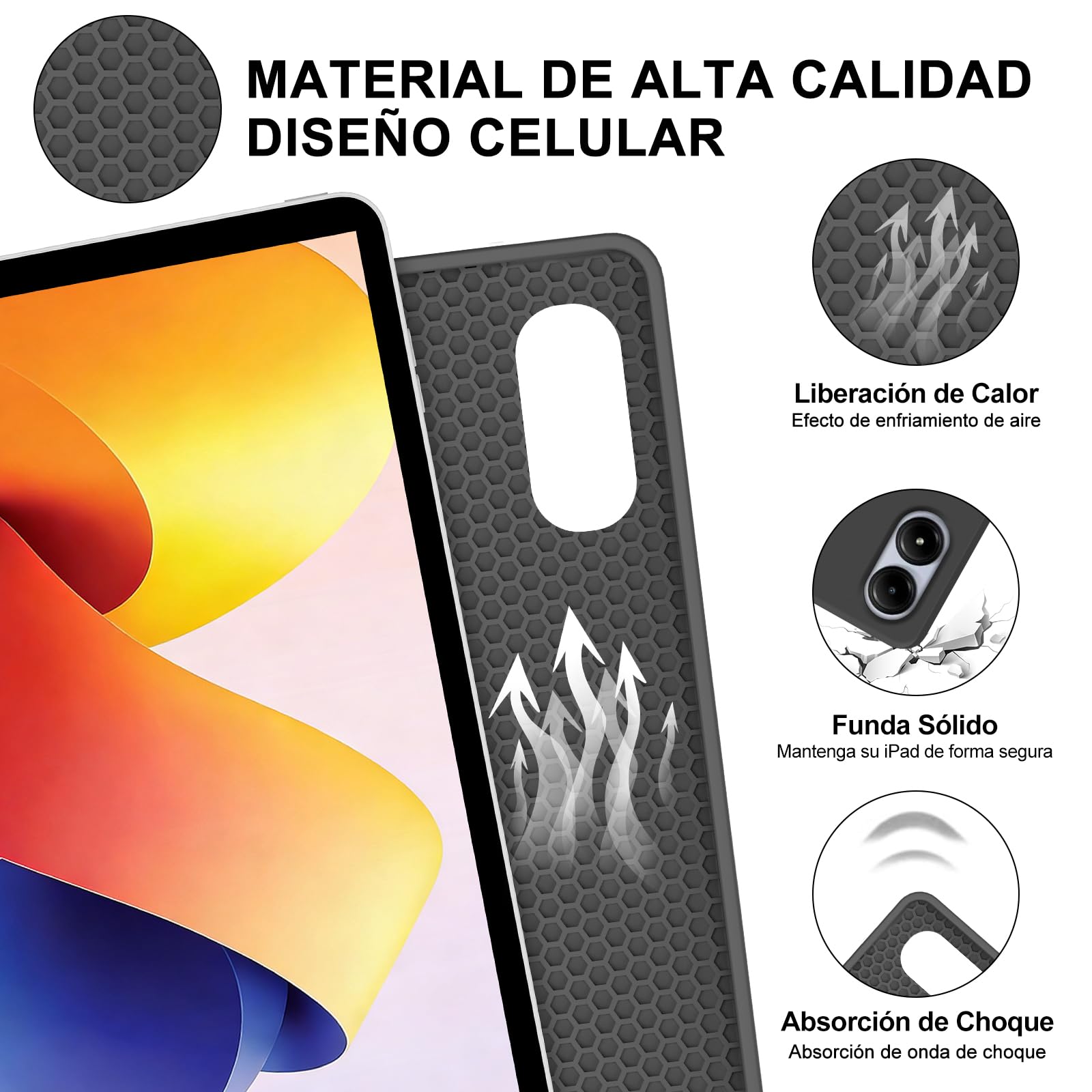 Funda Teclado para Redmi Pad 2 Pro 12.1 Pulgadas con Trackpad, Teclado Bluetooth Inalámbrico Desmontable con Funda Delgada para Redmi Pad 2 Pro 2025/Redmi PadPro/Xiaomi Poco Pad 2024 12.1"-Negro