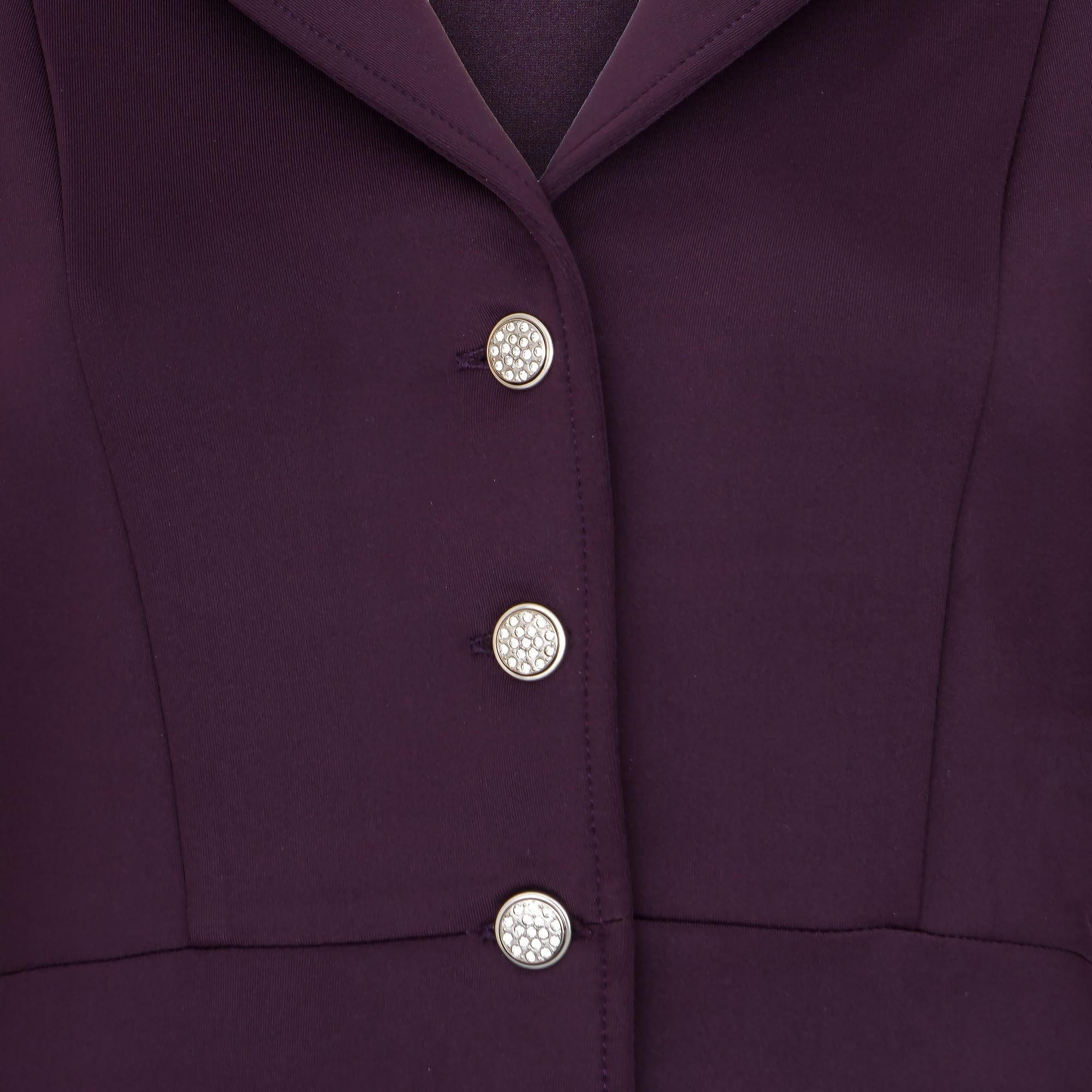 Dressurfrack - Chaqueta elástica para mujer con botones brillantes de oro rosa, material elástico