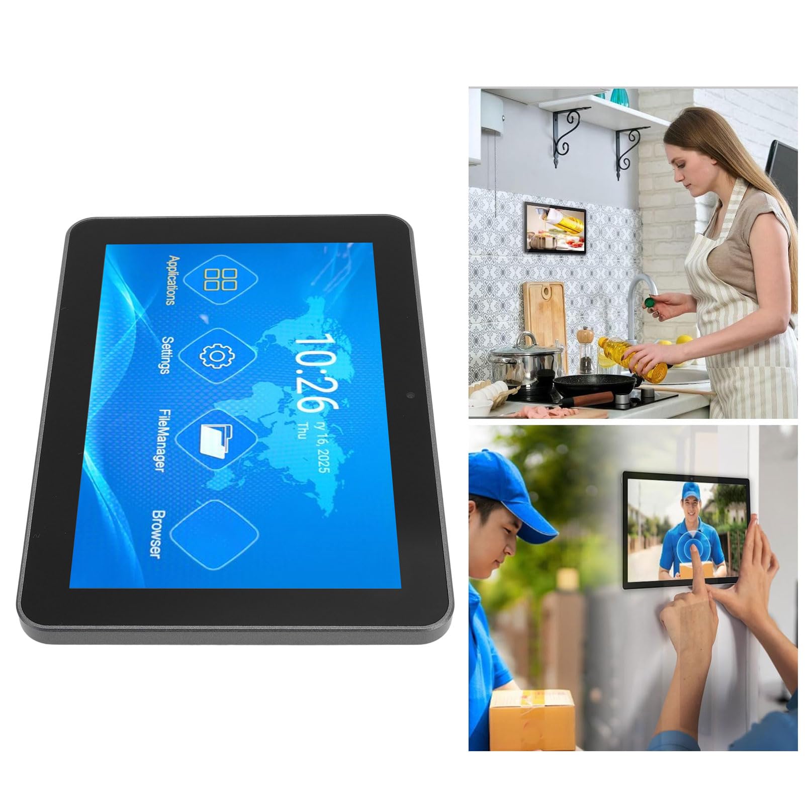 Calendario per la Famiglia Intelligente, Touchscreen da 8 Pollici 5.0 Wireless Display Intelligente Smart Fotogramma per Fotogrammi Pianificatore di (Spina europea)