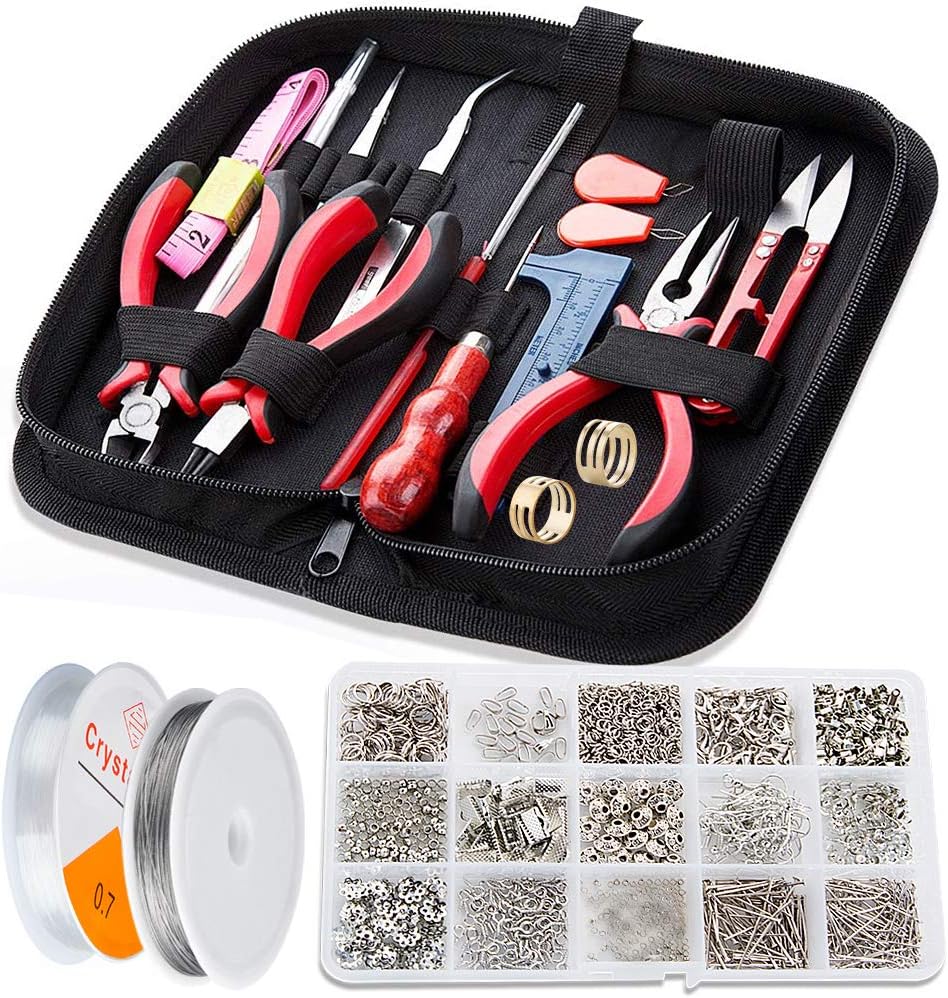 WinWonder Jewellery Making Kit,1275 pcs Jewellery Finding Set,17 pcs Jewellery Repair Tools for Making Bracelets,Earrings,DIY Handmade Etc