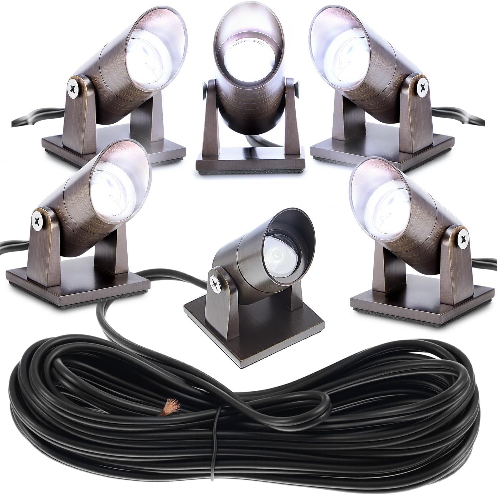 6 Pack Waterproof Brass Underwater Light Ip65 Pond Lights LED Submersible Pool Fountain for Swimming Home Garden Patio Pond Fountain Waterfall Landscape Rockery