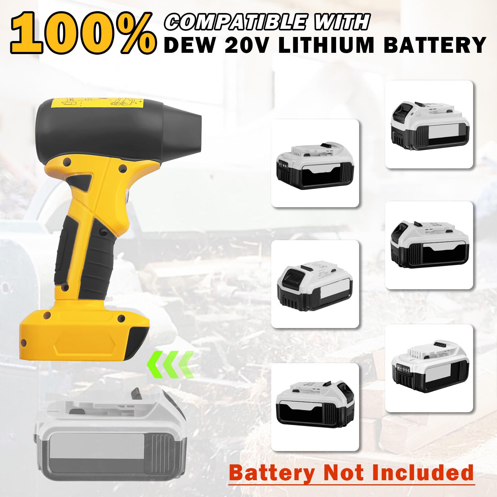 Mini ventilateur à jet sec, 130 000 tr/min, vitesse du vent, contrôle à 4 vitesses, compatible avec batterie au lithium Dewalt 20 V, ventilateur super jet pour séchage, nettoyage (batterie non