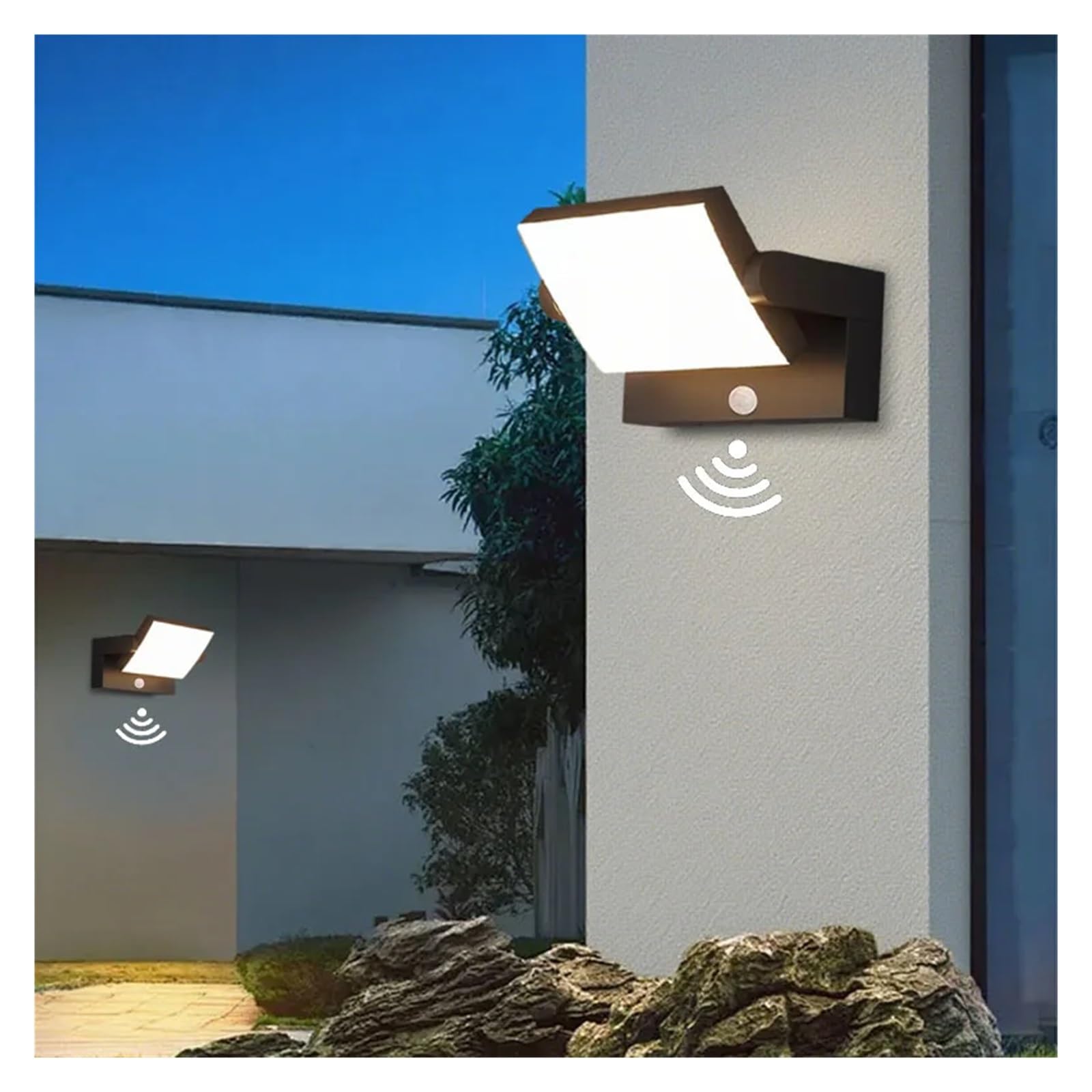 Luces de la calle, Aplique LED exterior de 24 W, resistente al agua (IP65), con sensor de movimiento. Lámpara de pared moderna for interiores, balcones, porches y jardines.(Motion Sensor)