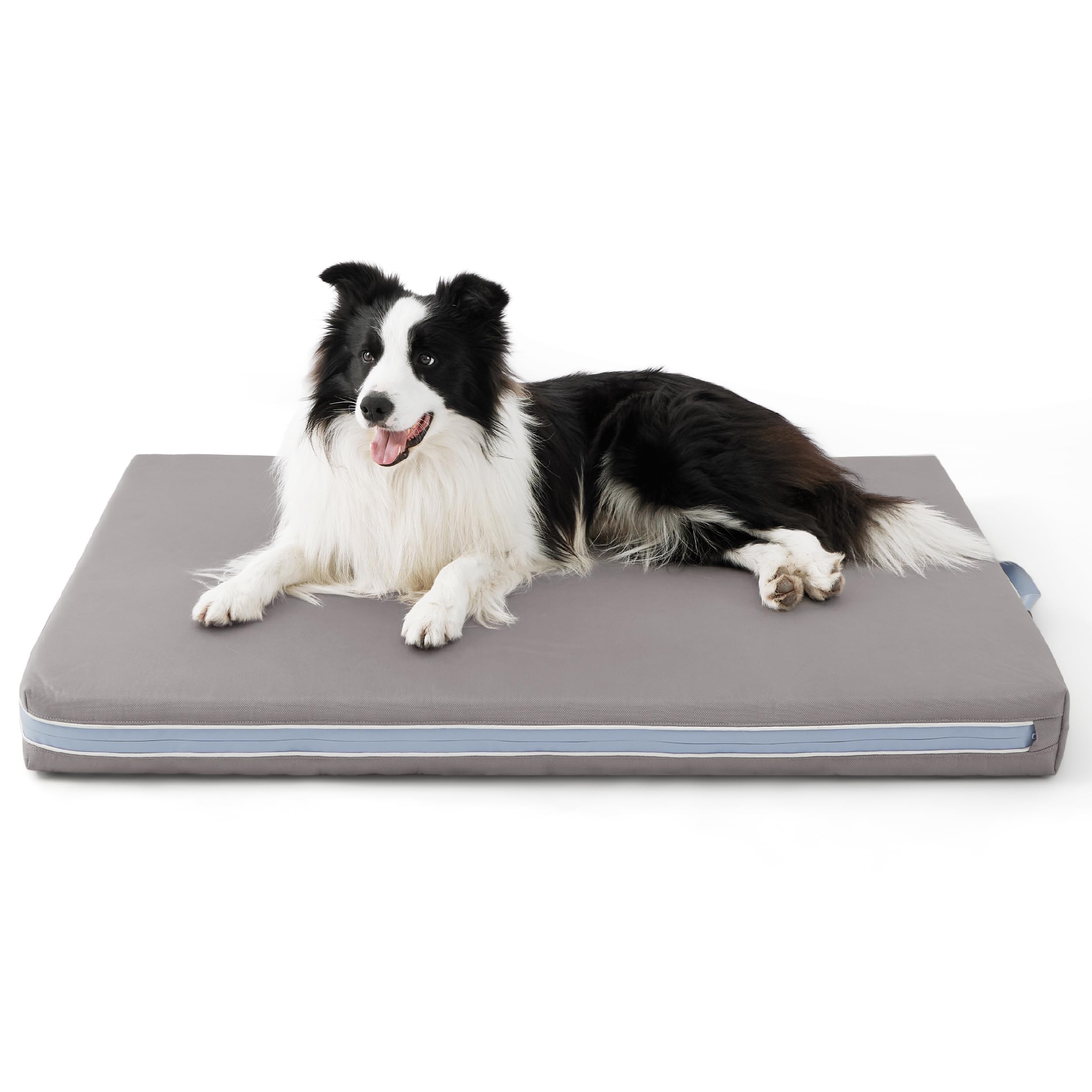 Bedsure Outdoor Waterproof Durable Dog Bed with Heavy Duty Cover, Orthopedic Foam Supportive Dog Beds, Washable Dog Mat with Removable Cover for Large Dogs (36"x27", Grey)