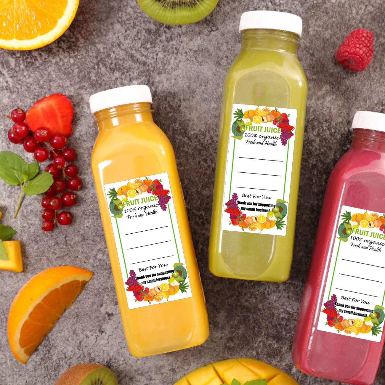 Plastic Juice Bottle Labels 1.6 x 2.4 Inch Juice Bulk Containers Labels Fruit Juicing Drink Canning Stickers for 12oz 8oz 4oz Juice, Milk and Other Beverages 120 Pcs (3.2 x 1.6 Inch) - Image 3