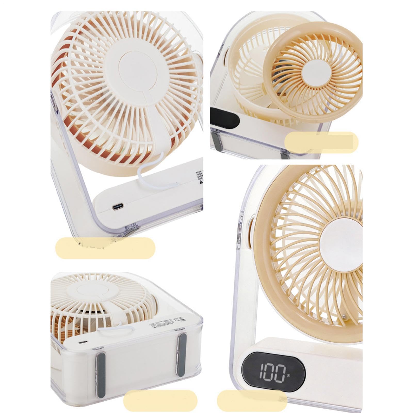 Ventilatore da Tavolo Mini Ricaricabile USB 5 Velocità Display Digitale | Ventilatore Desktop Silenzioso per Ufficio Comodino Camera da Soggiorno Studio Dormitorio