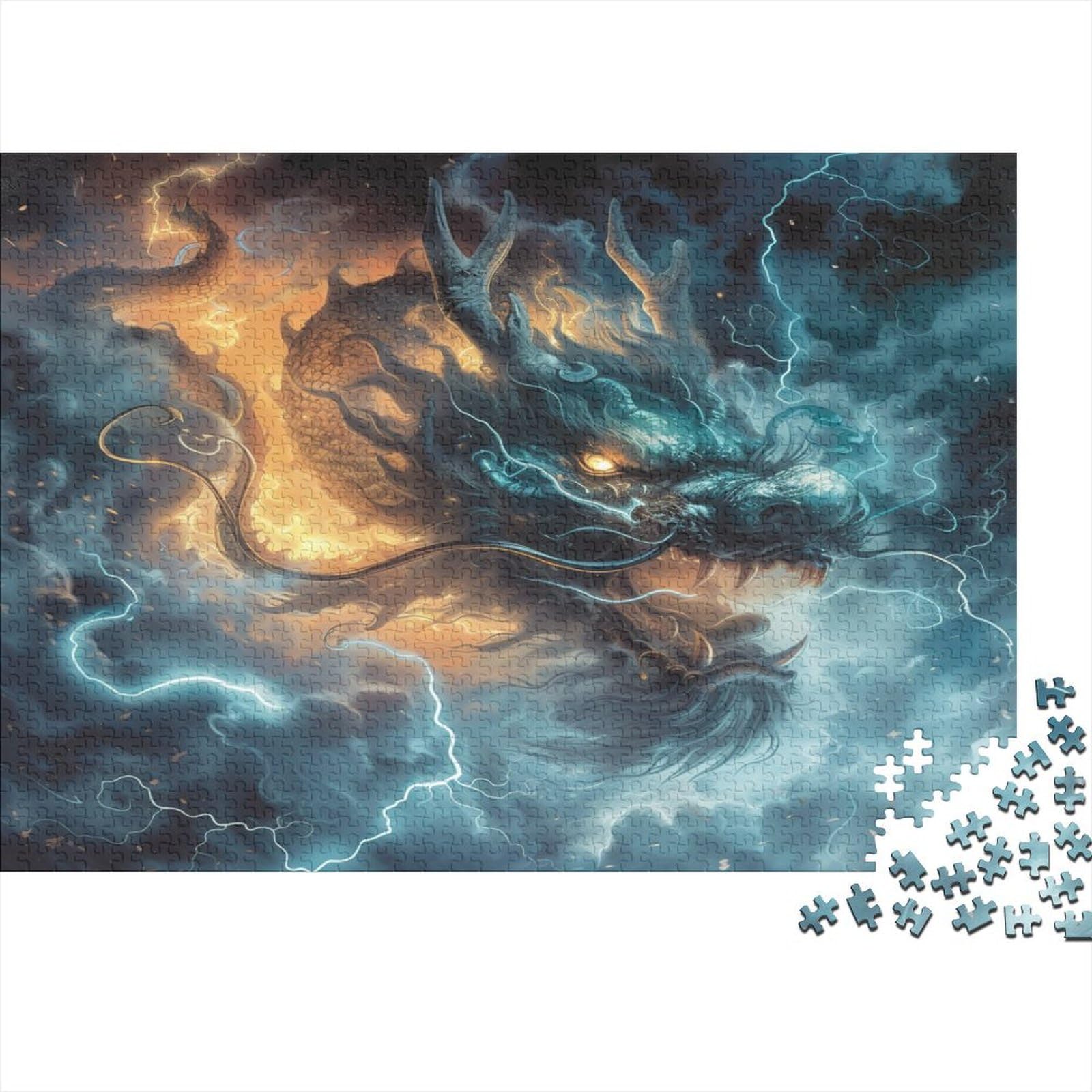 Złe puzzle smoka 1000 elementów, puzzle dla dorosłych, puzzle - wysokiej jakości nadruk 1000 sztuk (75 x 50 cm)