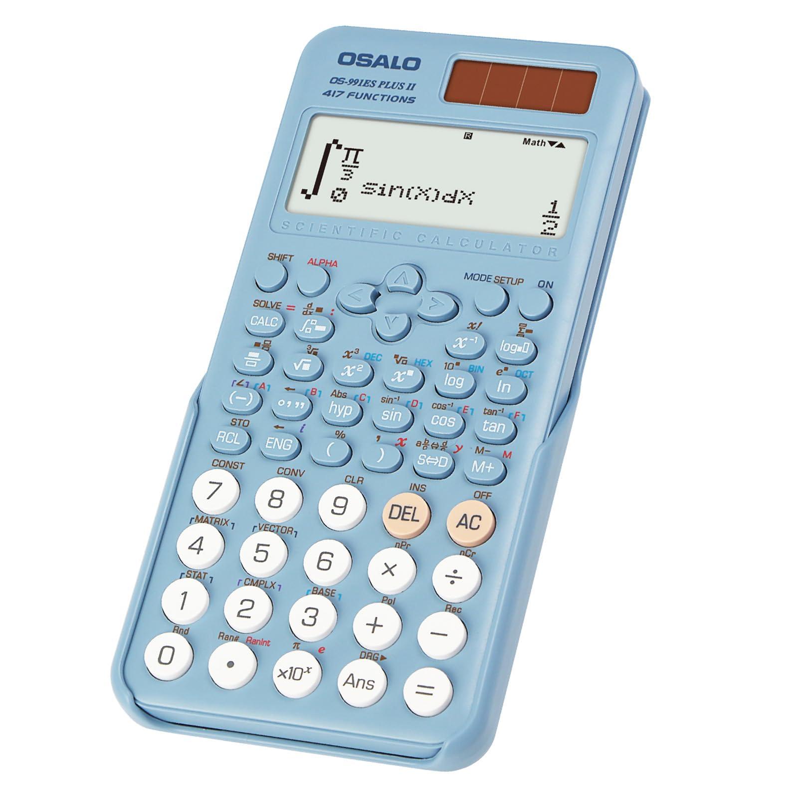 OSALO Scientific Calculator 417 Functions 2 Line Written Display Solar & Battery Power 10+2 Digits Calculators for School Students College Secondary Blue (OS-991ES Plus 2nd Edition)
