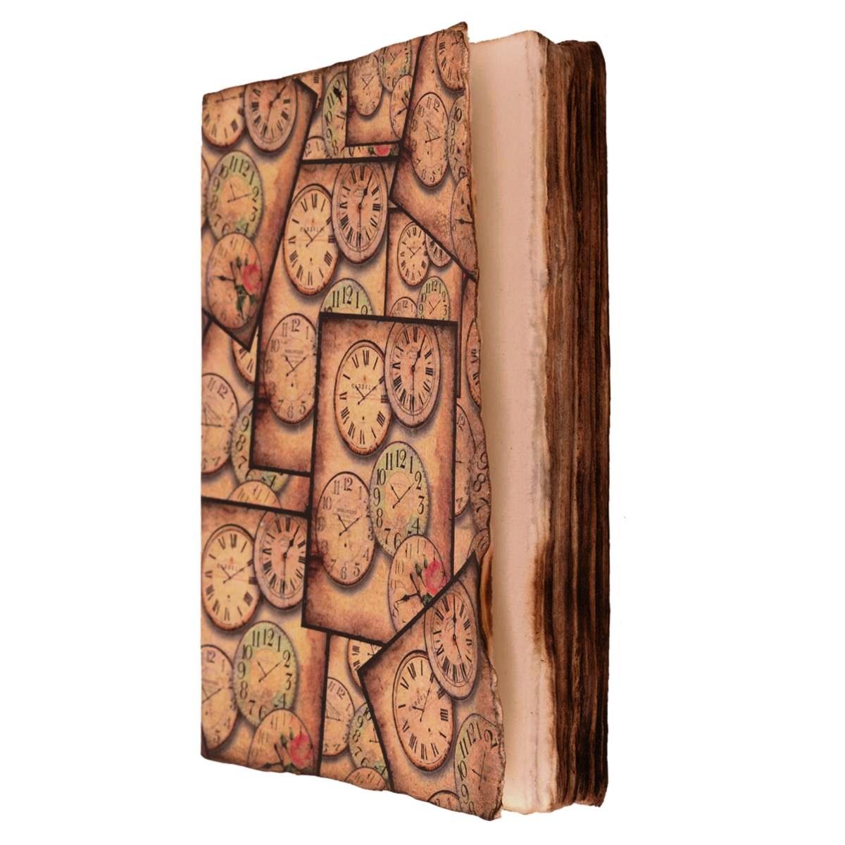 Purpledip Handmade Journal (Vintage Diary) 'Timeless Treasures': Fire Burnt Handmade Paper Notebook; Unique Gift For Personal Memoir (11115)-image-24