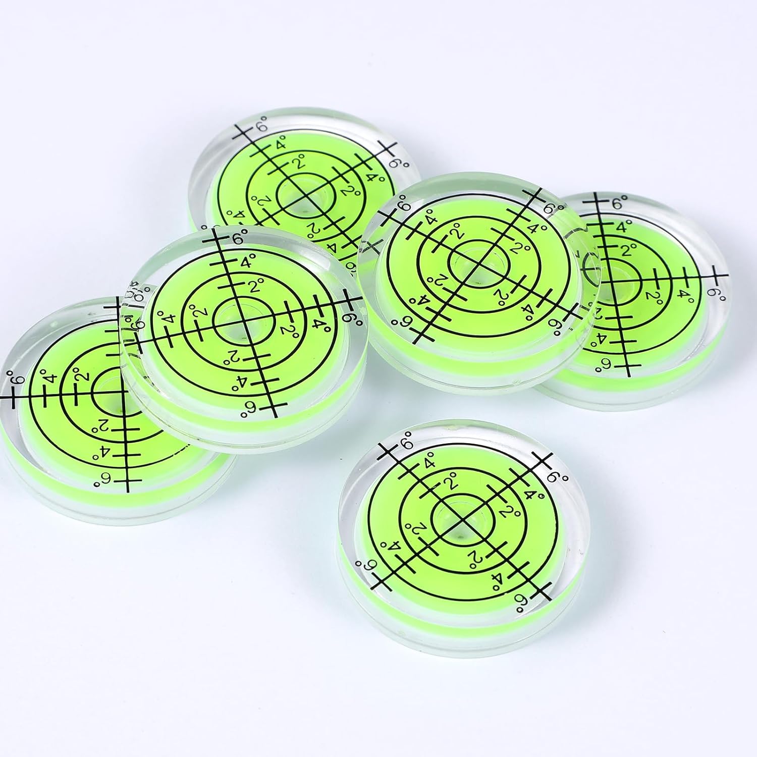 6 Pcs Small Circular Bubble Level 32x7 mm Degree Mark Round Bubble Spirit Level Measuring Layout Tools Small Bubble Level for RV Travel Trailer Turntable Phonograph Camera Tripod