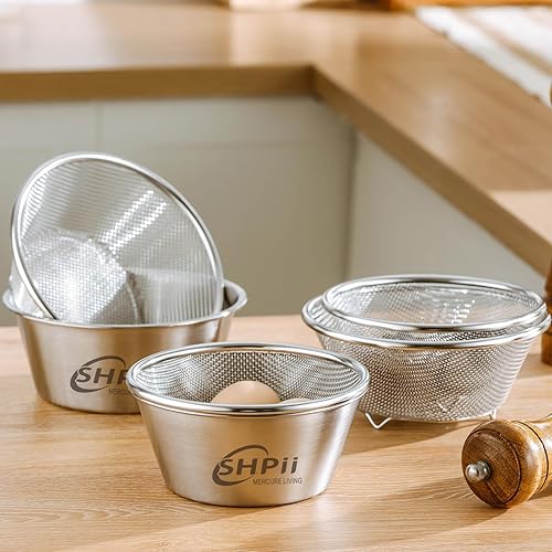 Miniatura 5 de Mini colador de acero inoxidable 304 de 2 piezas con tazón para mezclar, cocina de cocina, lavado de frutas y verduras, preparación de la parte