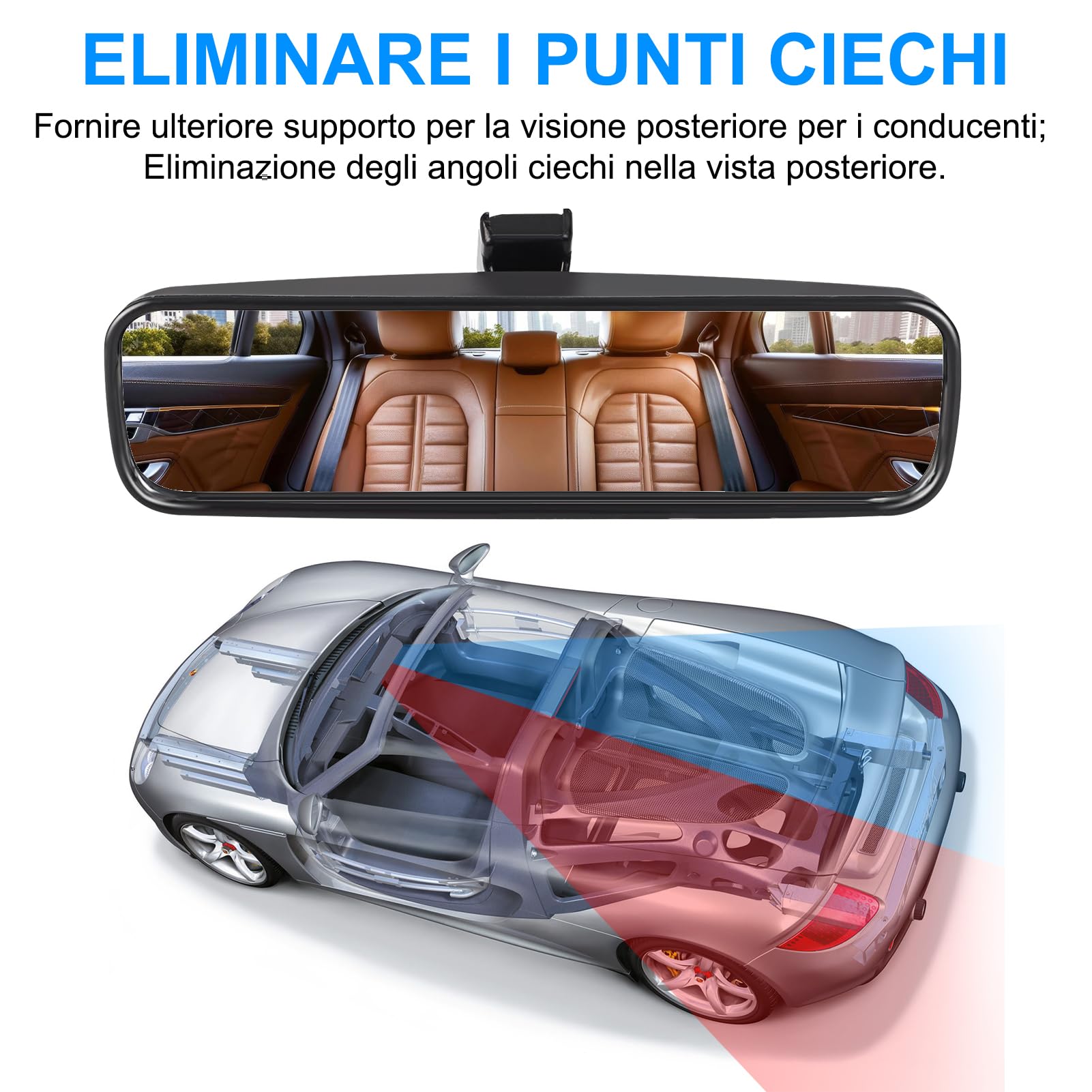Specchietto Retrovisore Interno, 814842 Specchietto Auto Regolabile Rimovibile,Specchietto Retrovisore Interno Antiriflesso Girevole Adatto per 107/206/106,Adatto per C1