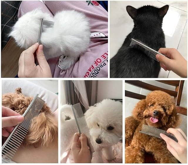 Foto 7 de 8 de Candure Peine Perro y Cepillo Gatos Quita Corto Pelo Muerto de Mascotas Acero Inoxidable 11+6 Dientes…