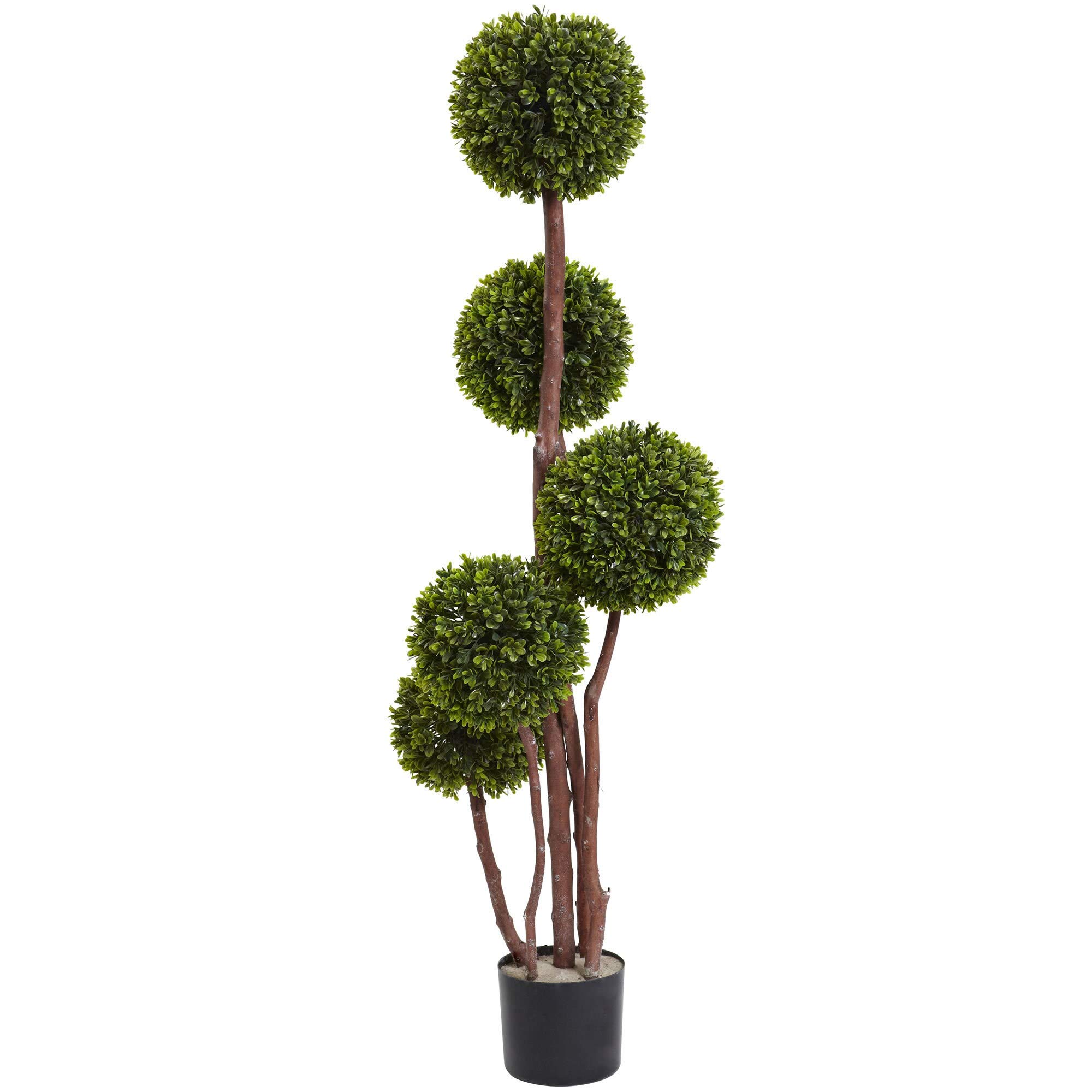 Photo 1 of *Pot missing* *minor damage* Nearly Natural 4ft. Boxwood Topiary Tree UV Resistant (Indoor/Outdoor)