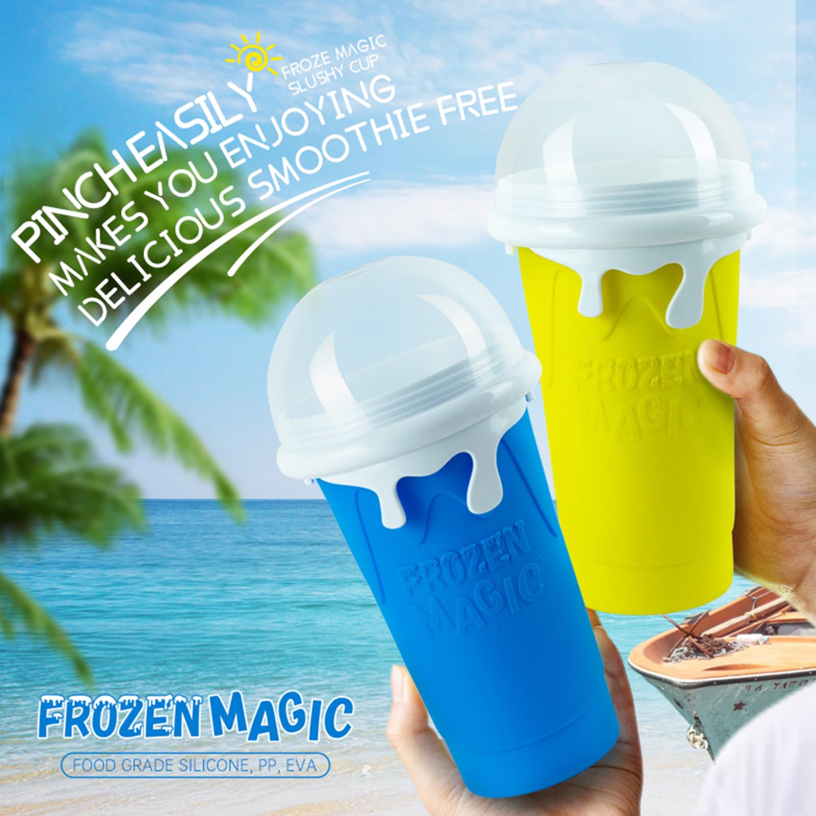 Color Land Slushie Maker Cup, Upgrade 500ml,Instant Slushy Maker Cup Double Layer - Magic Quick Frozen Smoothies Cup, Cooling Cup, Cool gadgets Tiktok Trend Items, Cool Stuff Birthday Gifts - Pink