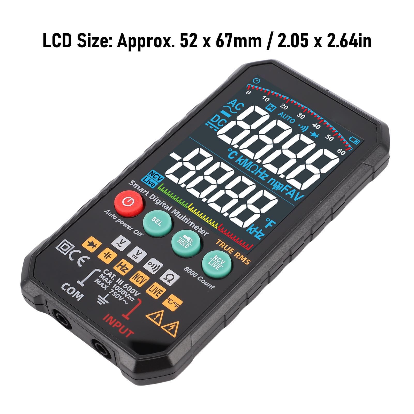 Fafeicy Multimetro Digitale Intelligente Senza True RMS 6000 Conteggi Display LCD Multimetro Tester per Tensione CA CC Resistenza Corrente Capacità Frequenza Test Diodi Uso Domestico