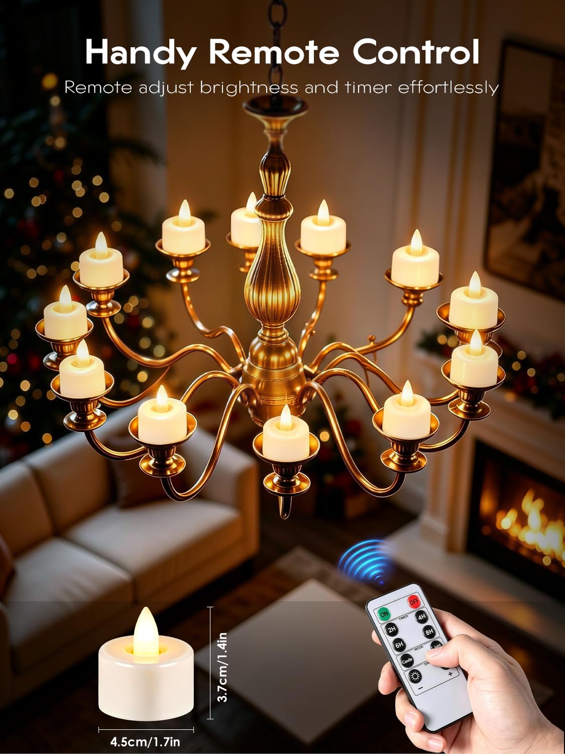 Candele LED Ricaricabili Con Telecomando, 12 Pezzi Candele Tea Light Finte