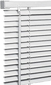 PVC window Venetian Blind Blinds Easy Fit Trimmable Fittings Window Treatment Shutter Twist Open Close (White-PVC, 90cm wide (35.4") x 150cm Drop)