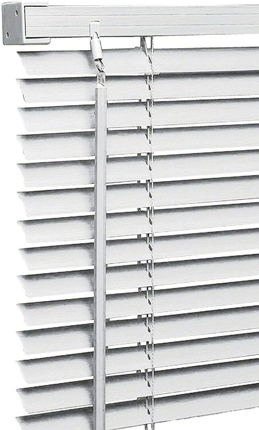 PVC window Venetian Blind Blinds Easy Fit Trimmable Fittings Window Treatment Shutter Twist Open Close (White-PVC, 60cm wide (23.6") x 150cm Drop)