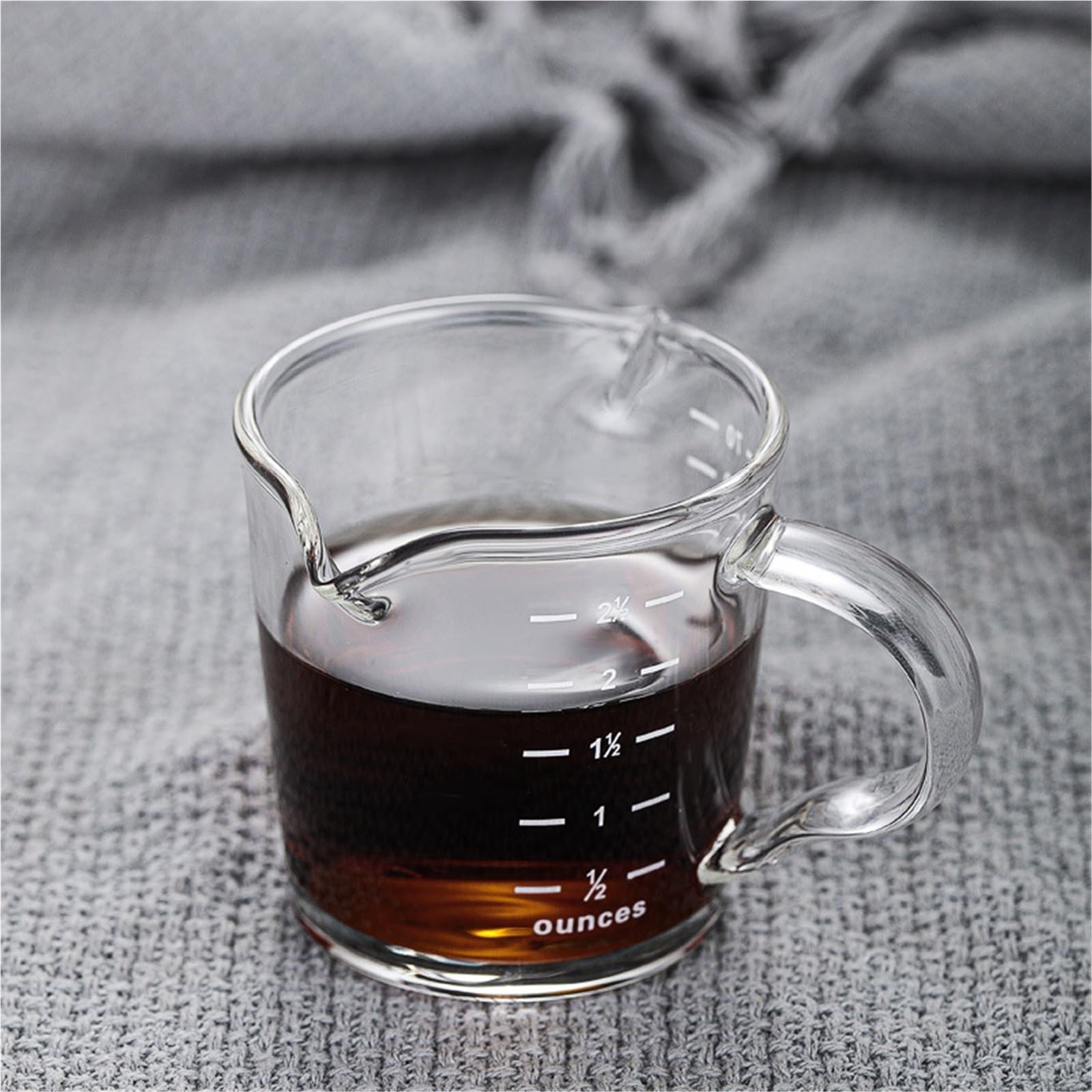 Jarra De Leche Taza medidora de vidrio de 70ml, taza de doble boca for café con Clip de cocina, taza de leche, 2 uds.