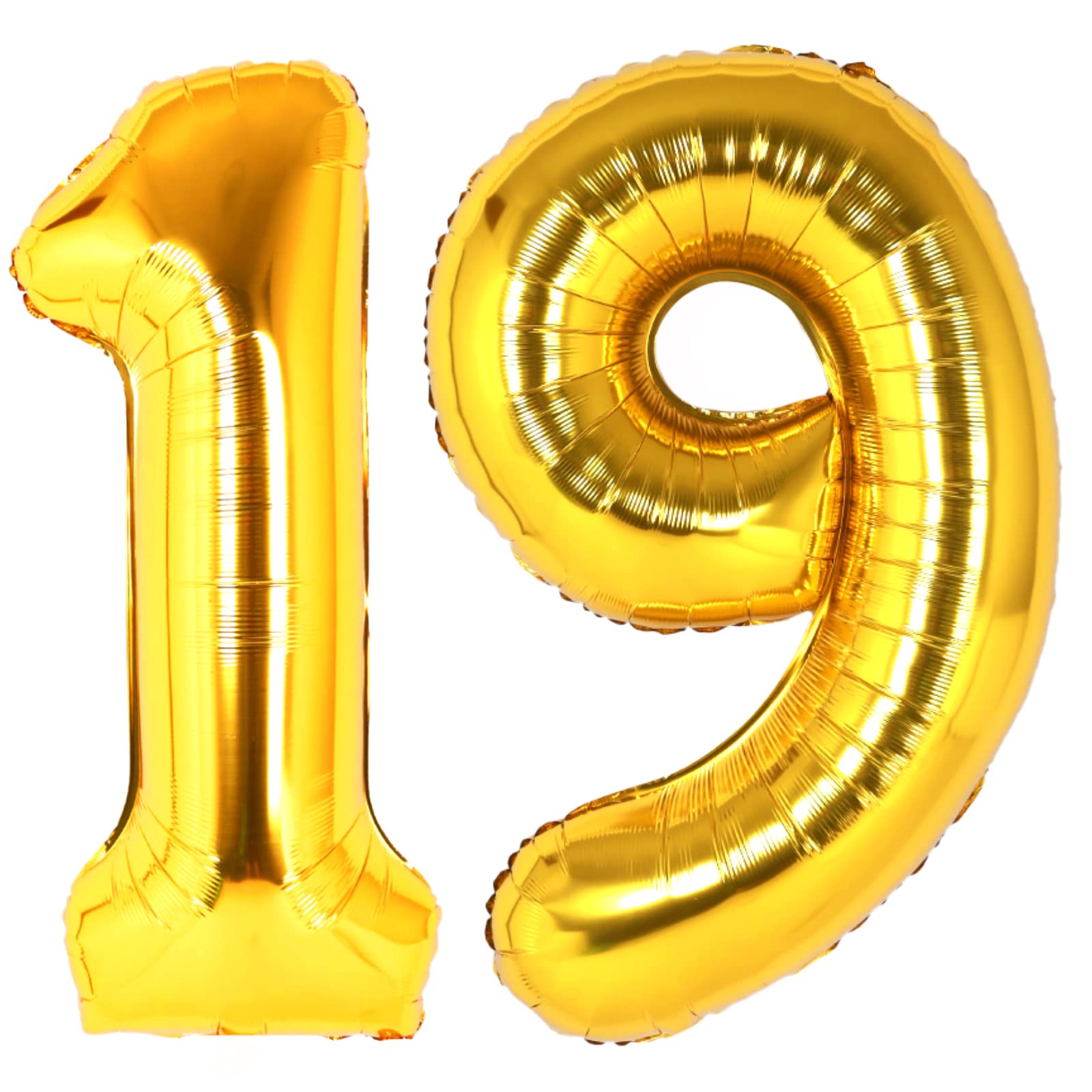 Photo 1 of 40 Inch Large Gold 19 Balloons Number Gold Number 19 for Birthday 19th or 91st Birthday Decorations for Kids Boys Girls 19 Years Old Birthday Decors Anniversary Gradient Unicorn Party Mermaid Theme Gold Balloon 19 Or 91