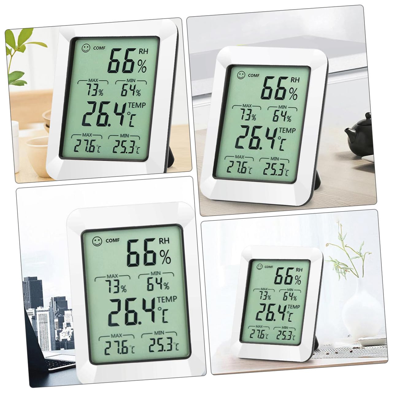 GANAZONO Termometro Igrometro Digitale da Interno Sensibile per Casa e Ufficio Monitor Temperatura e Umidità Preciso Design da Tavolo Parete Basso Consumo Energetico Senza Batteria Inclusa