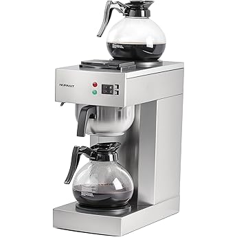 Restlrious Commercial Coffee Maker 24-Cup Drip Coffee Machine, Automatic Pour Over Coffee Brewer with 4 Warmer Pads and 2 Glass Decanter in 1.8L Capacity, Stainless Steel Cafetera Silver