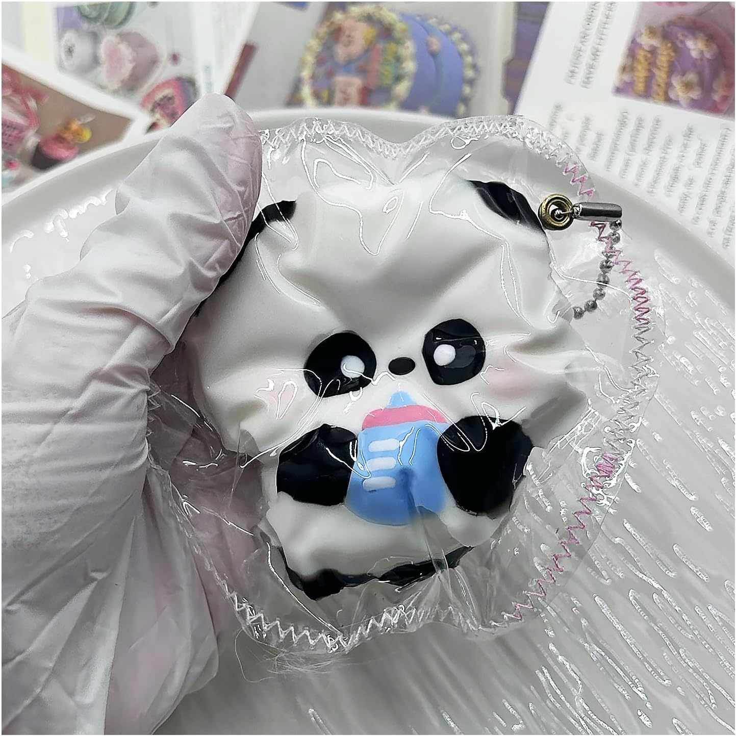 Taba Squishy, Toys for Stress Relief - Premium Food-Grade Sensory Fidget Toy for Adults & Kids, Cute Portable Squeeze Ball(BPA Free Non-Toxic) (Milk Bottle Panda)