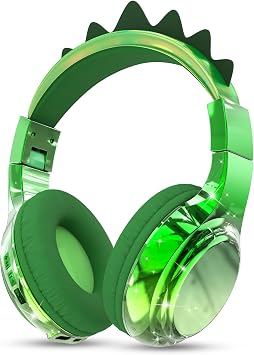 QearFun Kids Dinosaur Bluetooth Headphones, 60H, 74/85/94dB Volume Limit