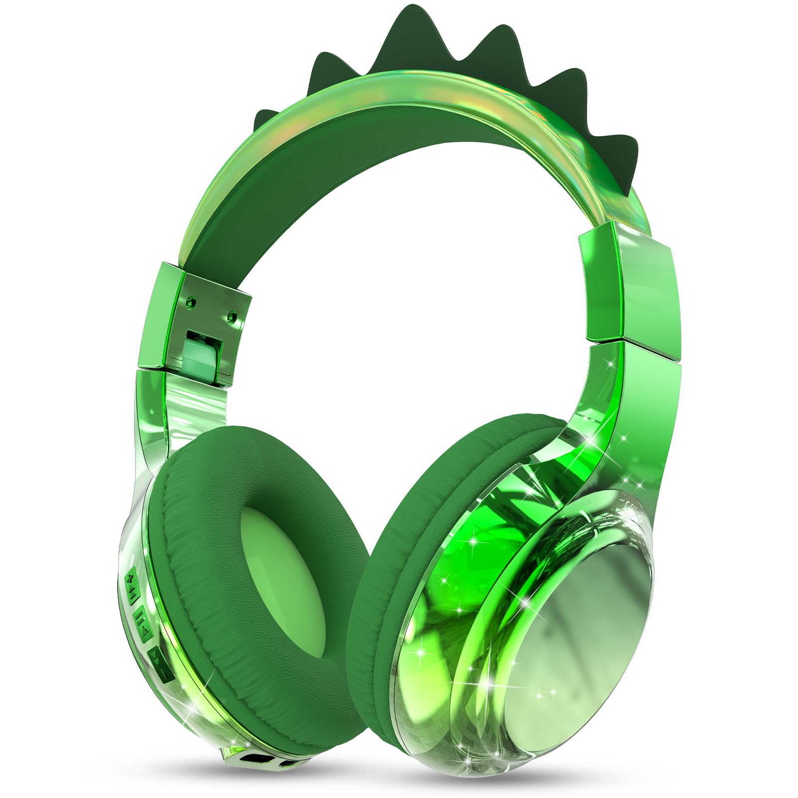 QearFun Kids Bluetooth 5.3 Headphones, Wireless Dinosaur Headset, Lightweight Foldable On Ear Headphones with Aux Cord, Fast Charging, Built-in Mic, for School/Travel/Tablet/iPad-image-39