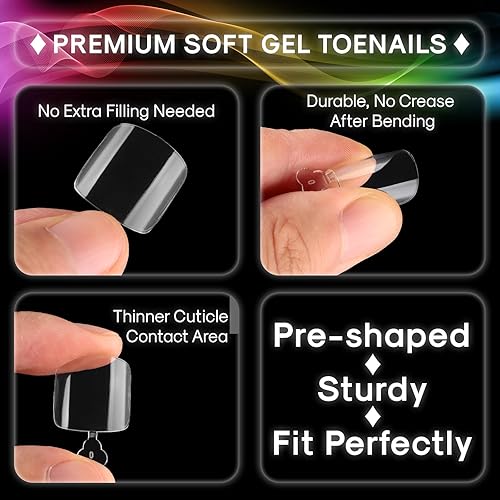 Miniatura 5 de Kit de puntas de uñas largas de gel transparente en los dedos, uñas postizas de cobertura completa, para manicura en el hogar, kit de uñas postizas