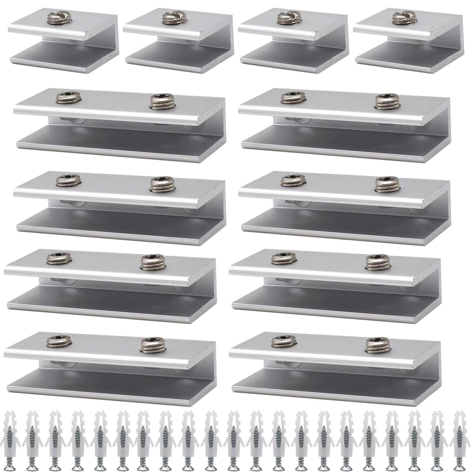 GZcaiyun 4 Pcs Pince à Verre Rectangulaire, Aluminium Support D'étagère en Verre 8-10mm, pour Fenêtre Balustrade Escalier Salle de Bain, avec Vis et Tournevis