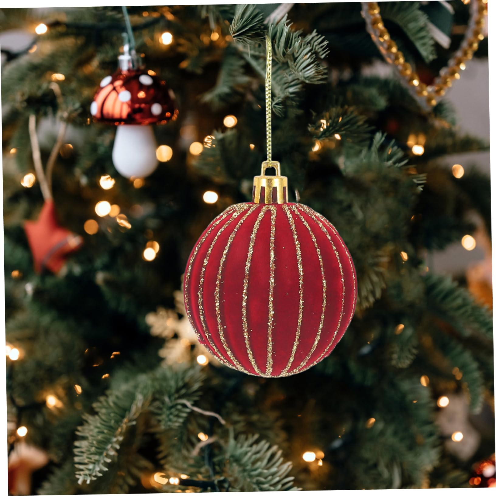 30 STK Christbaumschmuck Kugeln Beflockte Christbaumkugel Weihnachtsbaum-anhänger Schneeflockenkugeln Weihnachtsfeier Anhänger Urlaub Baumkugel Plastik Rot