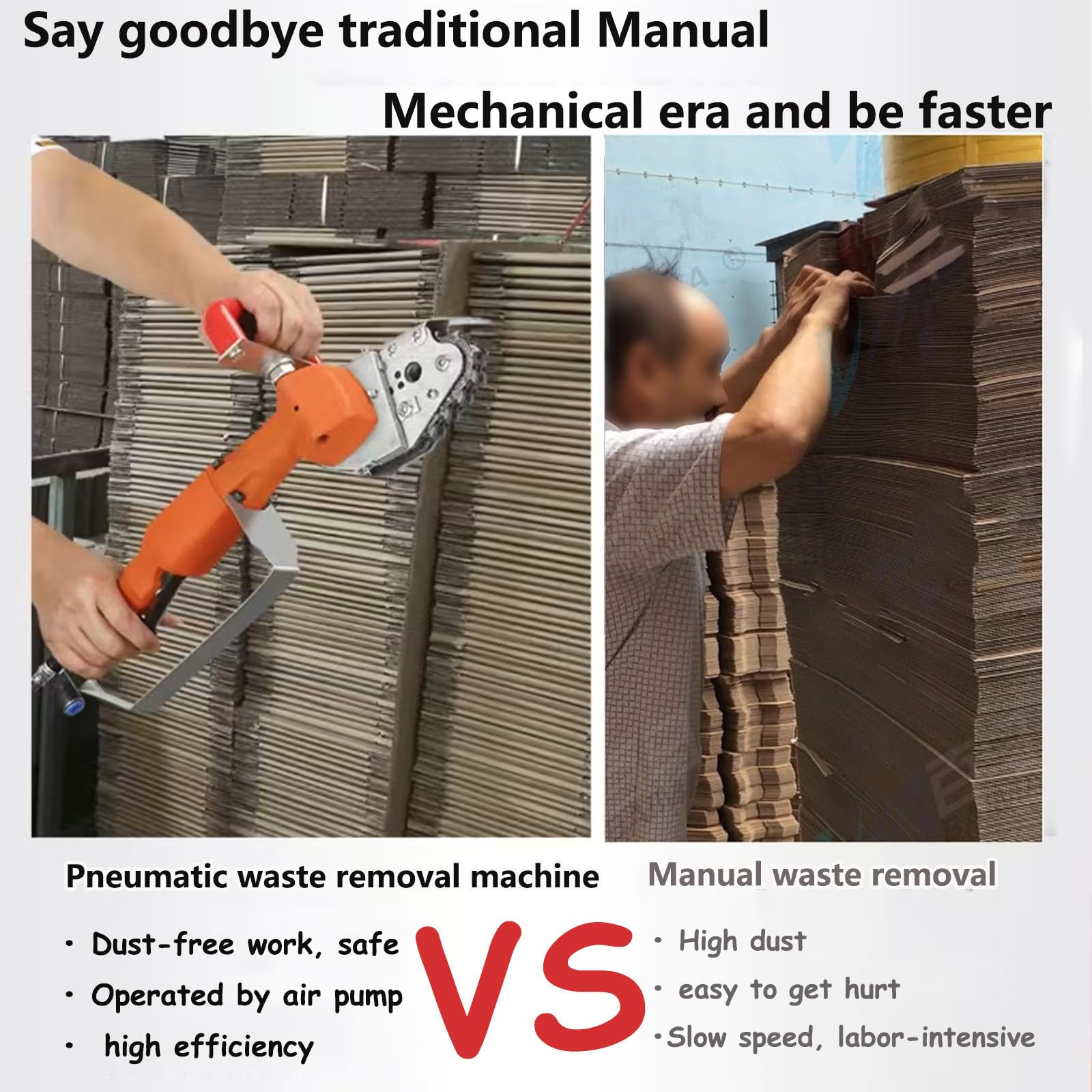 Máquina peladora neumática de residuos con cortador de bordes de papel para un reciclaje eficiente de cartón y material corrugado