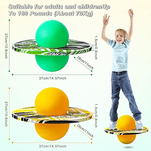 Miniatura 2 de Junkin 2 piezas de Pogo Ball Pogo - Tabla de truco, tabla de equilibrio de juguete con bomba y cubierta de agarre fuerte para diversión desafío