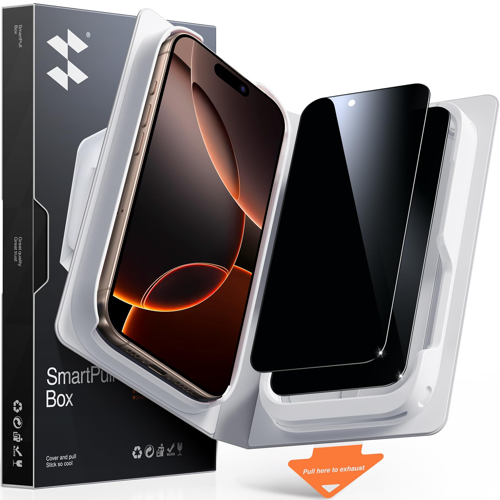 SMARTDEVIL 2 Pack Privacy Screen Protector for iPhone 16 Pro Max, Anti-Spy