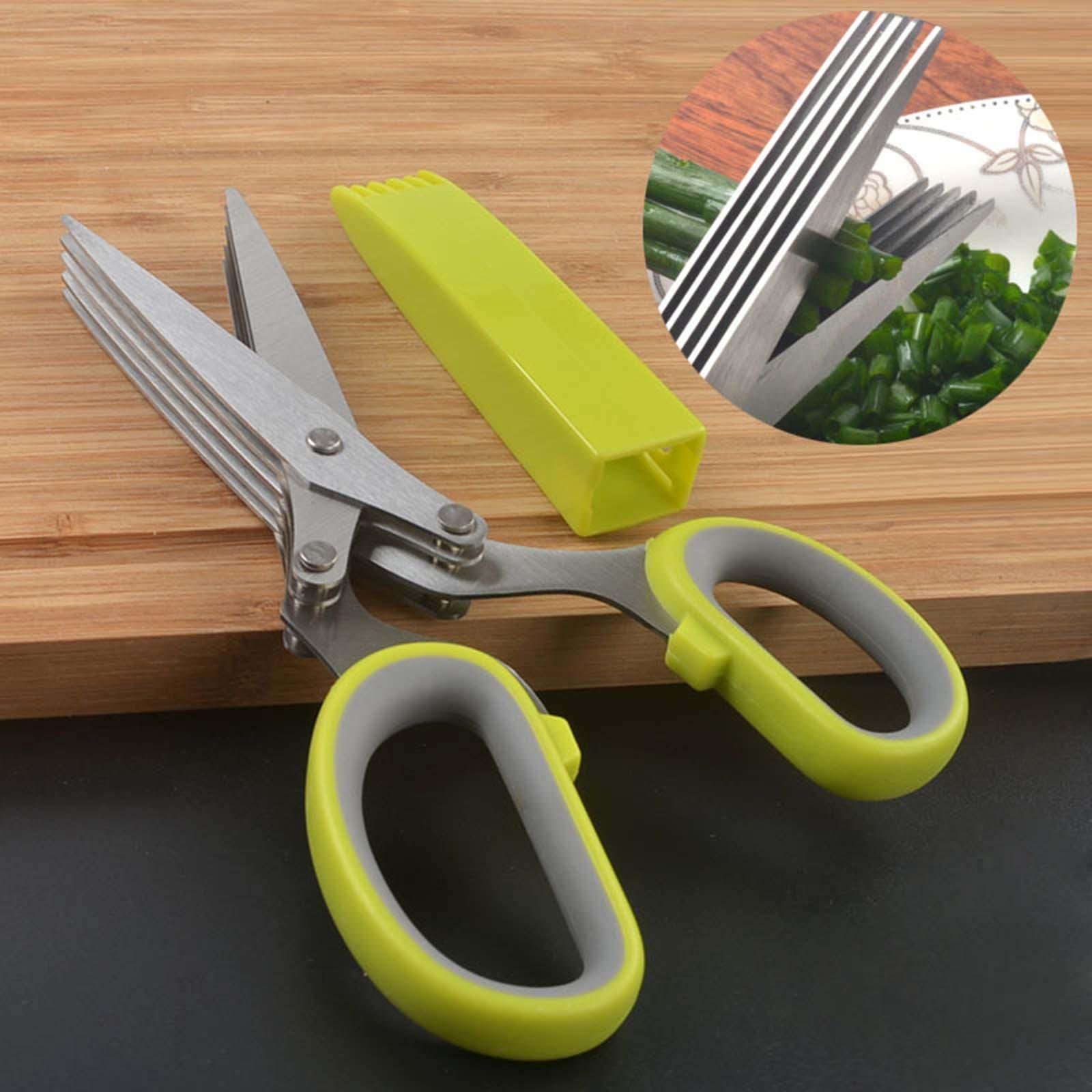 Tijeras de Cocina Tijeras Cizalla Herramienta Multifunción de Cinco Que Picar Cebollino Y Fideos con Acero Inoxidable Res, 3 Piezas