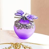 Vista 5 de YU FENG 40ml Botella de perfume de vidrio recargable vacía con libélula púrpura elegante, botella de perfume con tapa de mariposa esmerilada retro