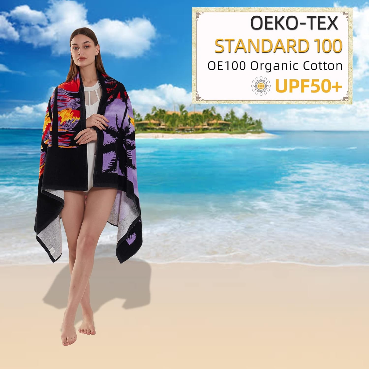 Oversized Beach Towel Cotton, Extra Large 40"X70" Thick Pool Towel High Absorbent, XL Soft Plush Beach Towels for Adults Mens Women - Image 5