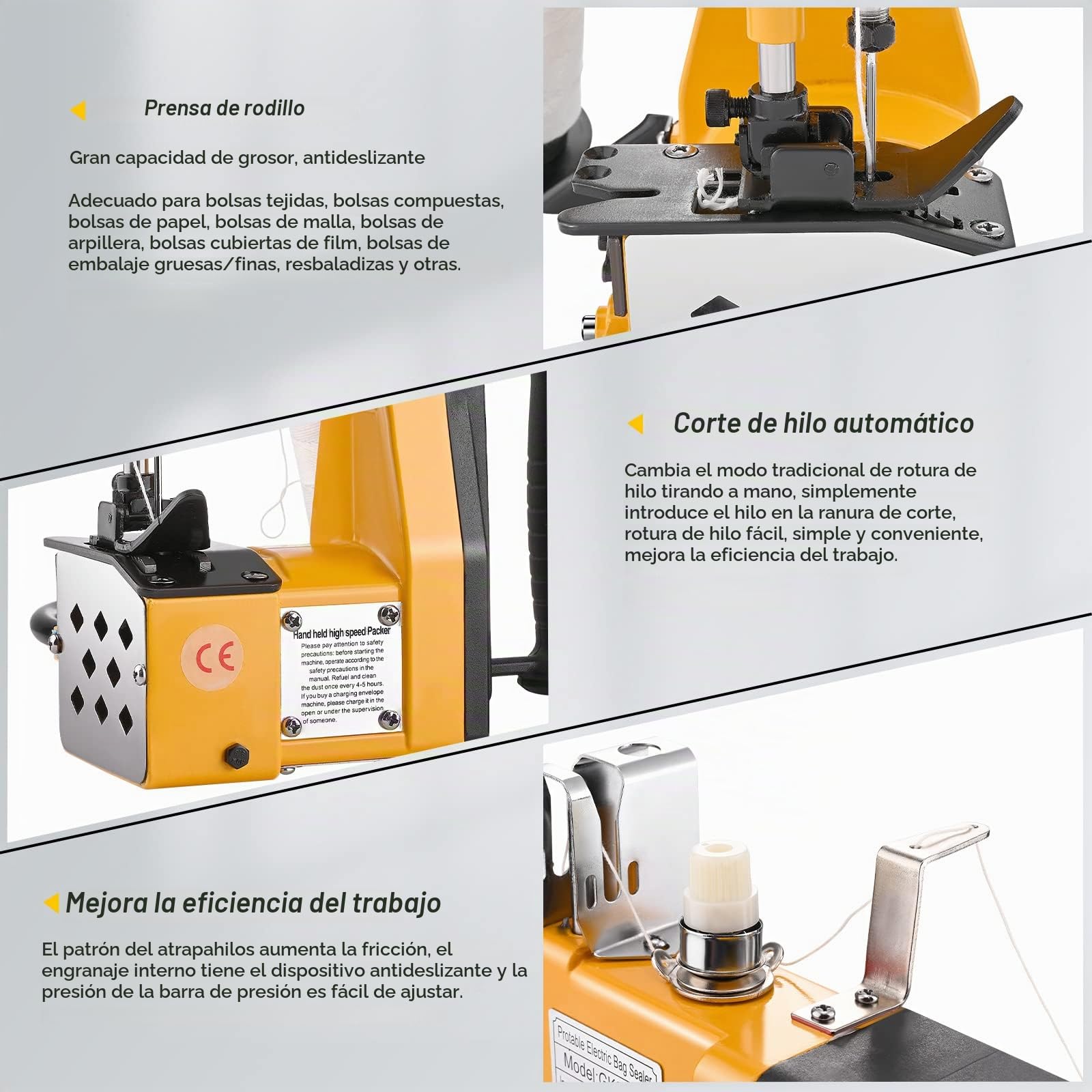 220V cosedora de sacos,2600 puntadas/minuto Máquina de coser portátil Máquina de coser más cercana Bolsa de embalaje para bolsa de plástico de papel de arroz saco de piel de serpiente