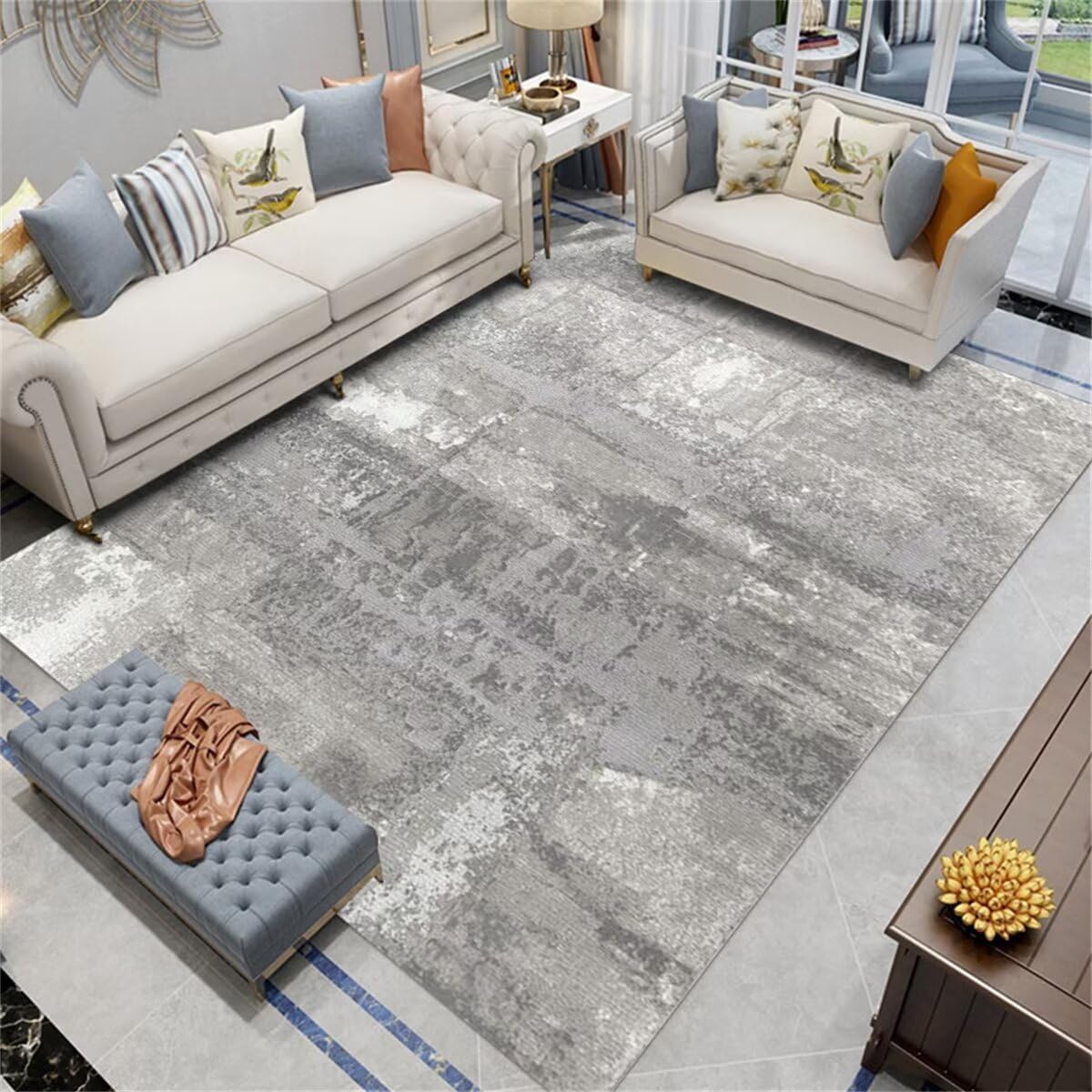 Tapis de salon lavable et facile d'entretien gris 180X250