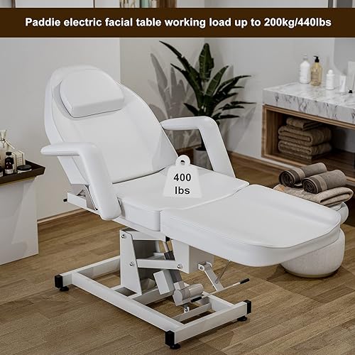 Miniatura 7 de Paddie Silla eléctrica ajustable para tatuaje con bolsillo de almacenamiento cama facial plegable para cliente esteticista extensión de pestañas de