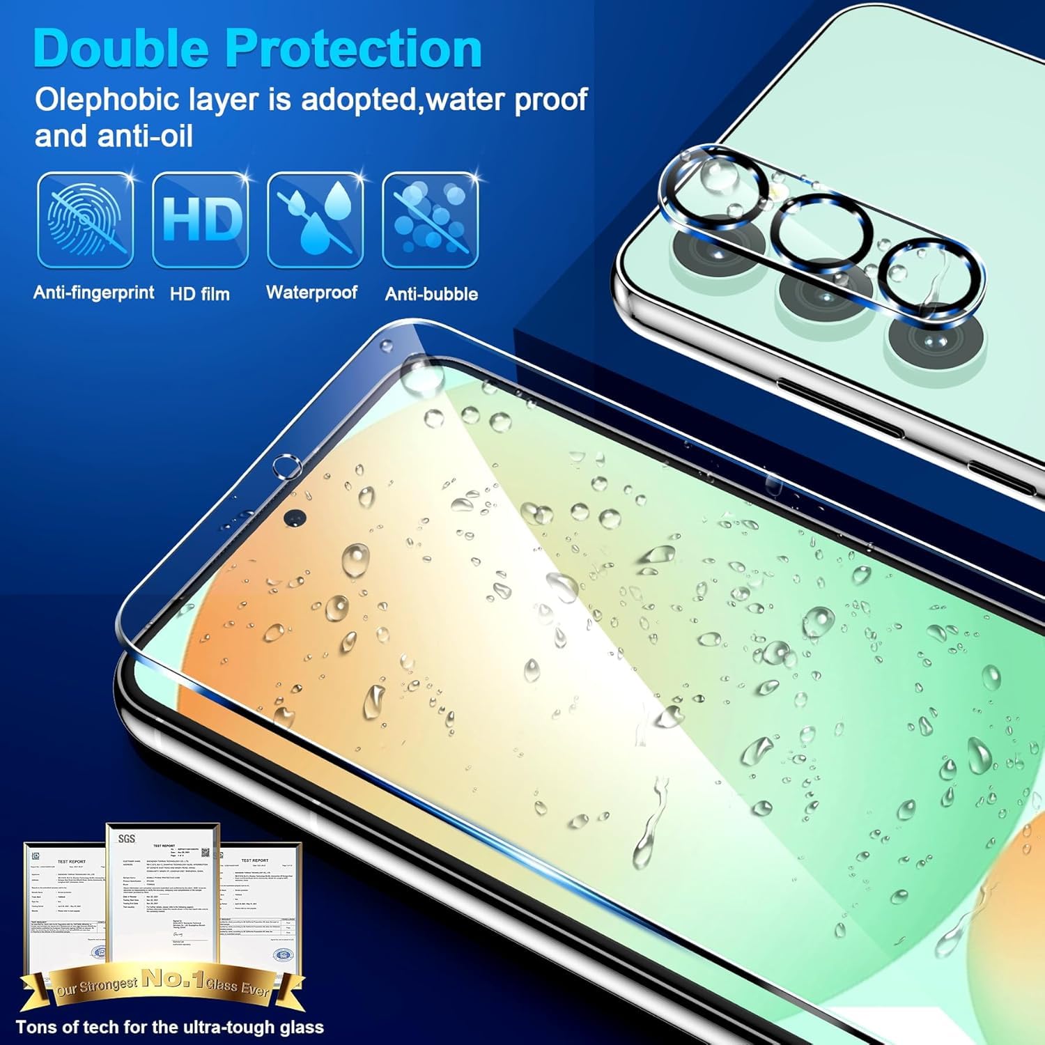 3-pak szklanych ochraniaczy ekranu do Samsung Galaxy S24 FE [17.0 cm] + 3 osłony obiektywu aparatu, szkło hartowane 9H, odblokowywanie odcisków palców, przezroczyste etui HD, odporne na zarysowania