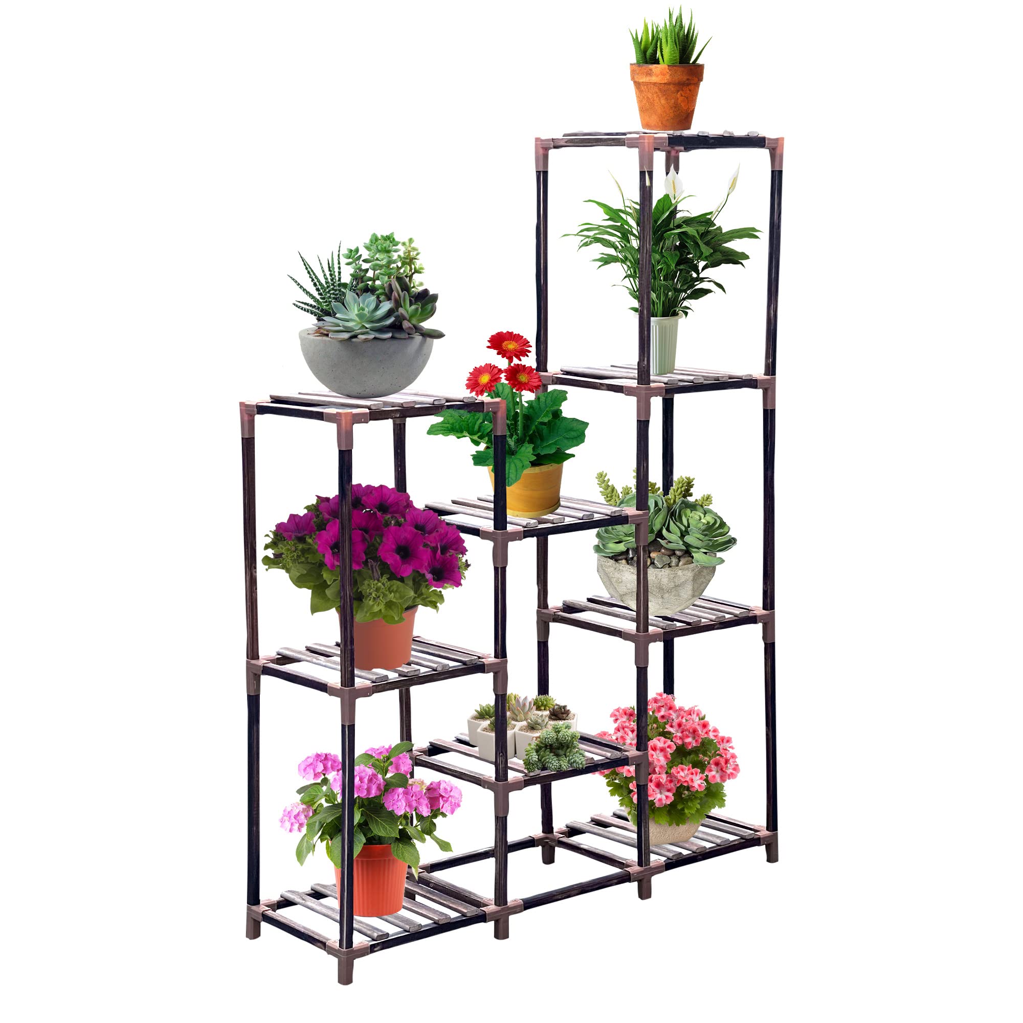 Buy Flower Display Stand Indoor Outdoor,10 Tire Tall Large Wood Shelf