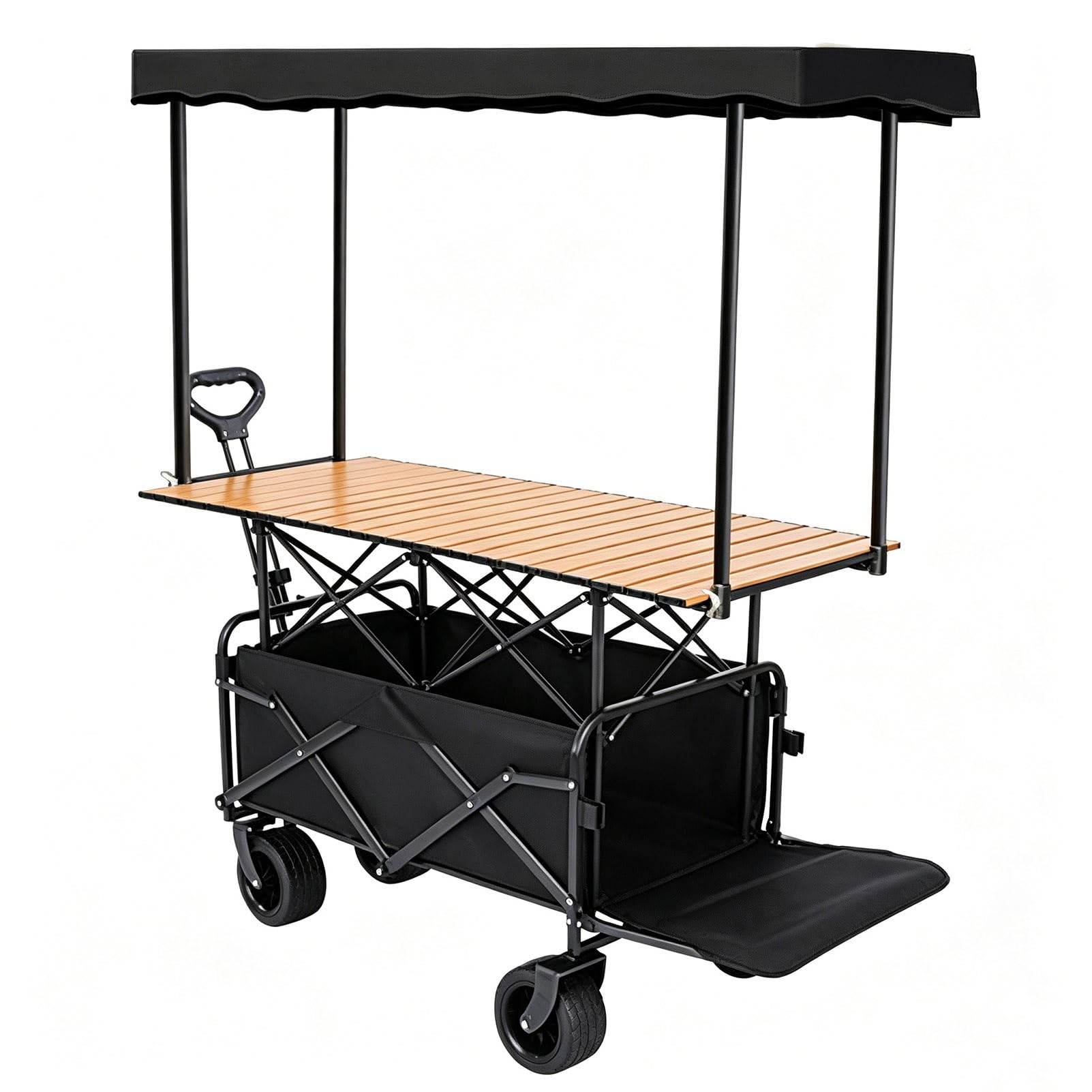 TRAGLO Folding Wagon with Table Outdoor Vendor Stall Cart with Canopy(With canopy)